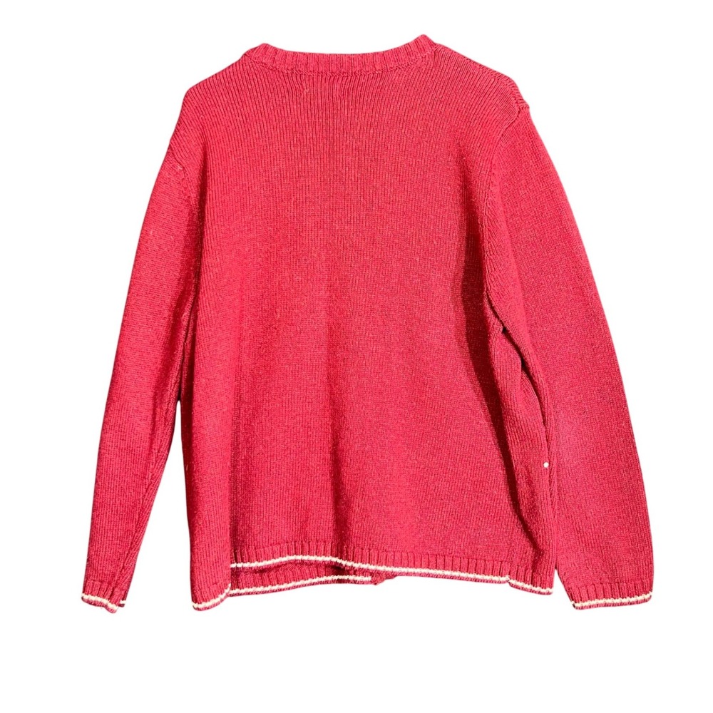 Croft & Barrow Womens Size XL Vintage Style Snowman Zip Cardigan Sweater Red - Picture 3 of 11
